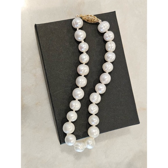 14k Gold Cultured Pearl Bracelet Natural White Round 7mm Fine Jewelry - Picture 1 of 8